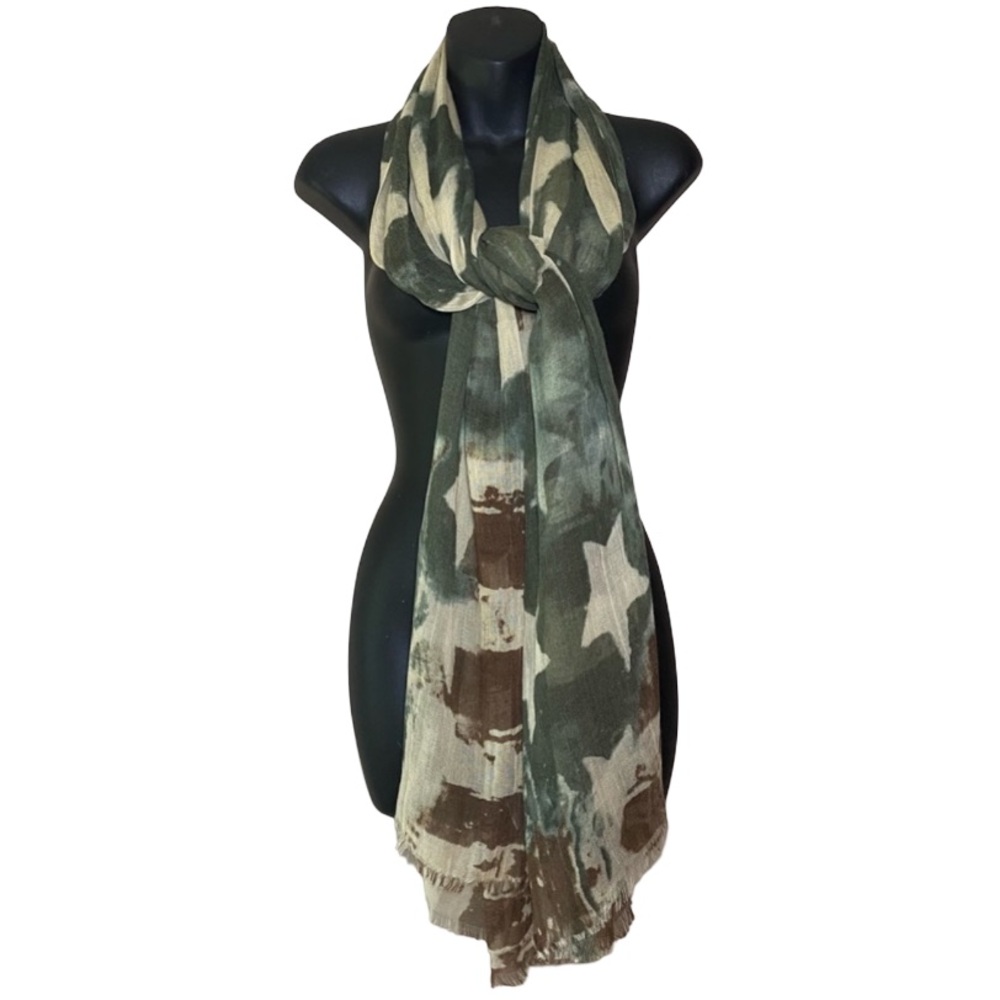 Collection XIIX Free Spirit American Flag Wool Blend Lightweight Scarf Ladies OS